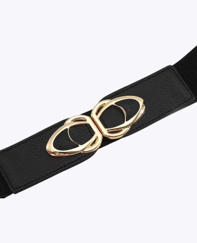 Elastischer Kleidergürtel Schwarz Damen Leder "Louise"