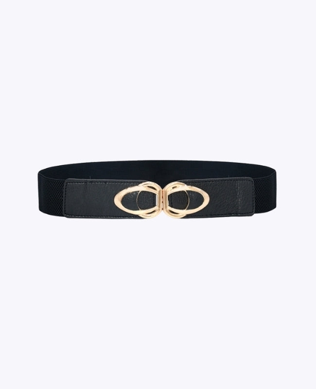 Elastischer Kleidgürtel Schwarz Damen Leder "Louise"