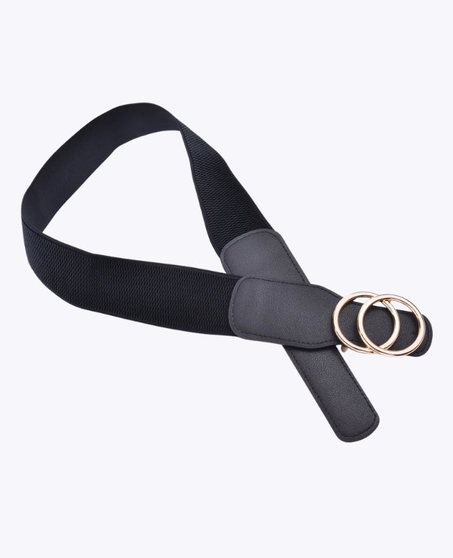 Elastischer Kleidergürtel Schwarz Damen Leder "Madeleine"