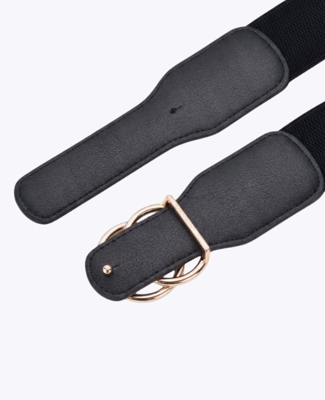 Elastischer Kleidgürtel Schwarz Damen Leder "Madeleine"