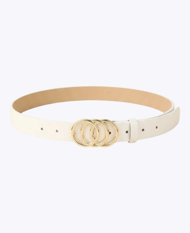 Kleidgürtel Damen Weiß aus Leder "Clémence"