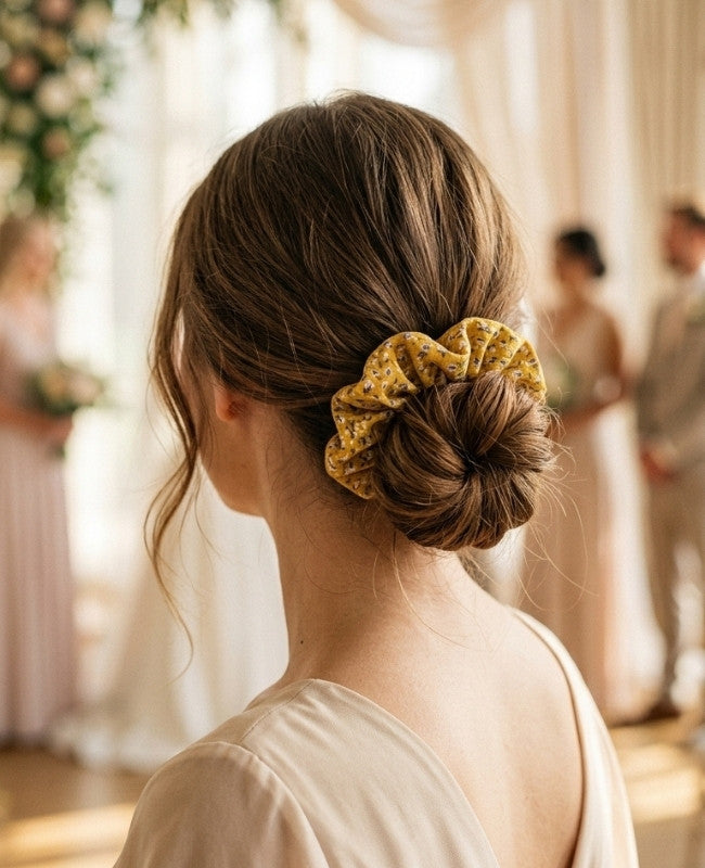 Scrunchie Liberty Gelb n°3 Damen «Suzanne»