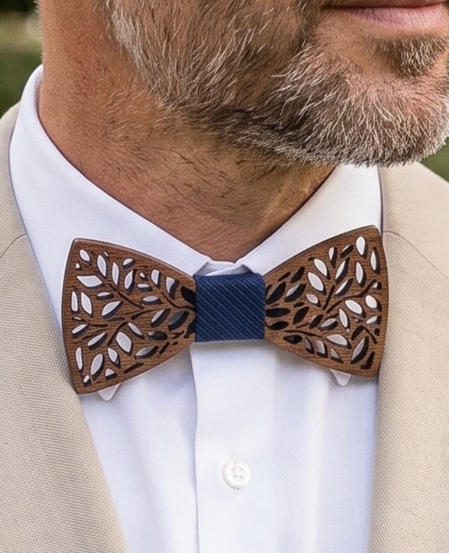 Coffret Noeud Papillon Bleu Homme en Bois «Ulysse»