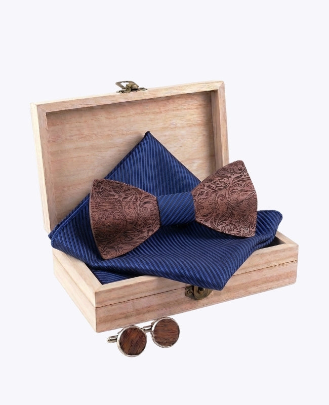 Holz-Geschenkbox Herren-Fliege Blau „Virgile"