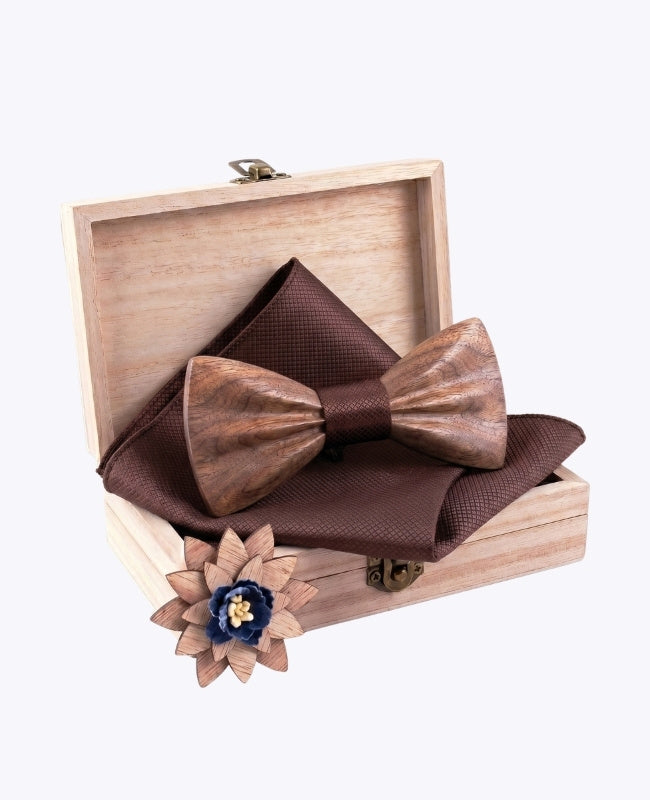 Geschenkbox Fliege Braun Herren aus Dunklem Holz „Hippolyte"