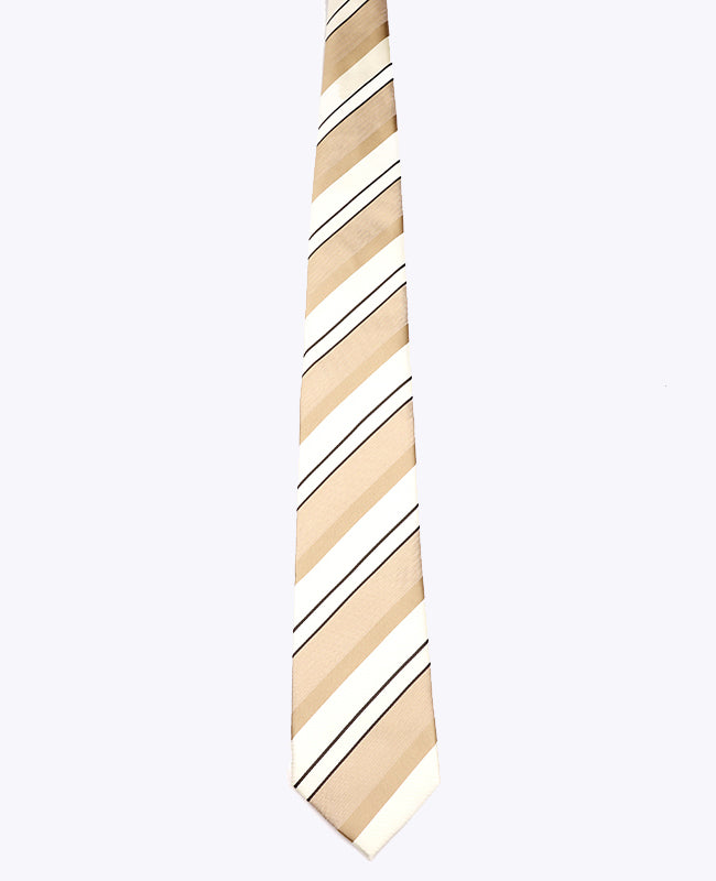 Krawatte Beige n°1 gestreift Herren Polyester «Edmond»