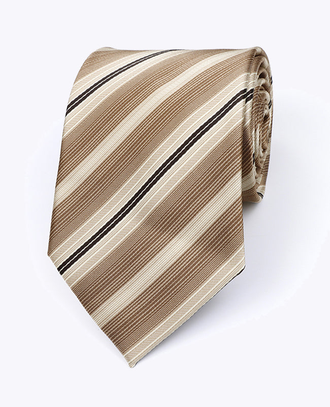 Krawatte Beige Nr. 2 gestreift Herren aus Polyester «Edmond»