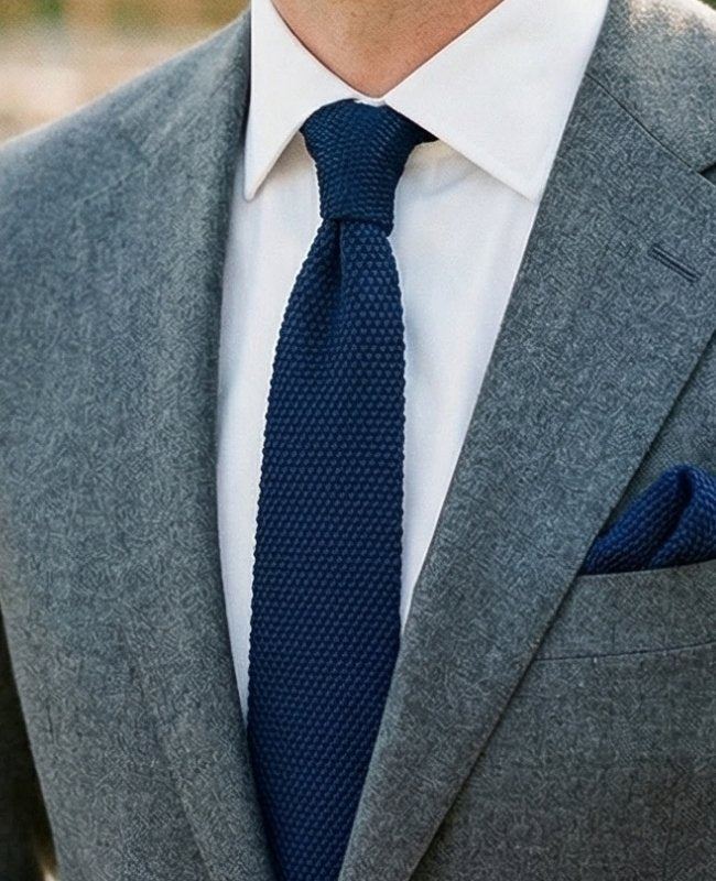 Cravate Bleu n°2 Homme en Tricot «Léon»