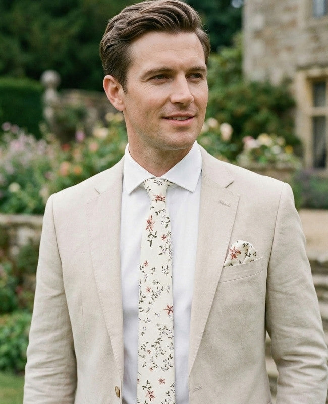 Krawatte Liberty Weiß n°8 Herren Baumwolle «Charles»