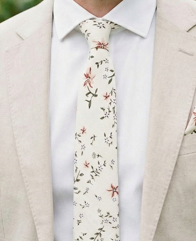 Krawatte Liberty Weiß n°8 Herren Baumwolle «Charles»