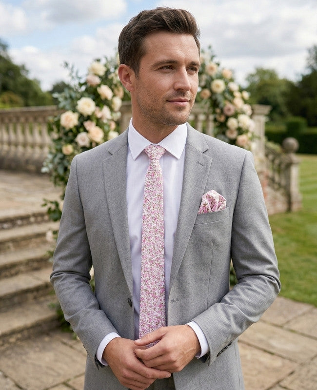 Krawatte Liberty Rosa n°4 Herren Baumwolle «Gaspard»