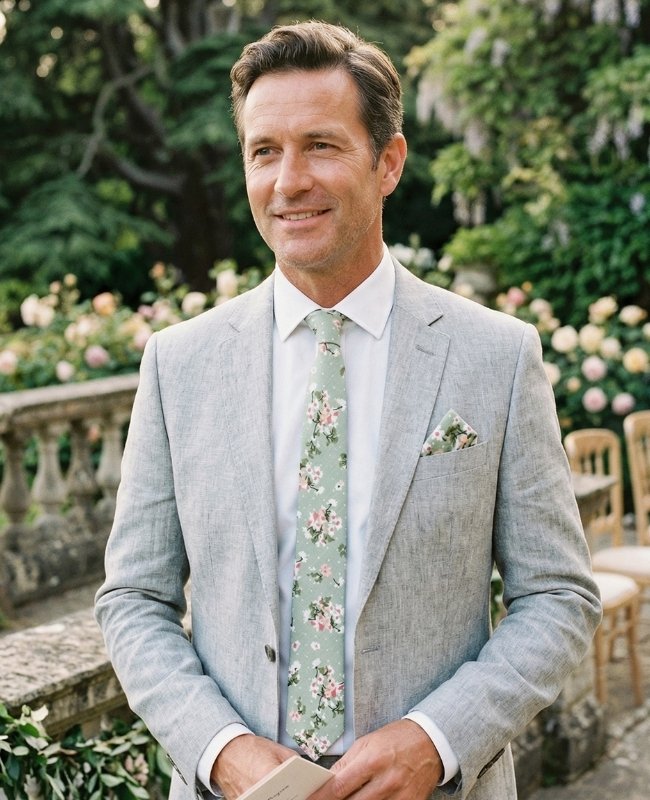 Cravate Liberty Vert n°3 Homme en Coton «Gaspard»