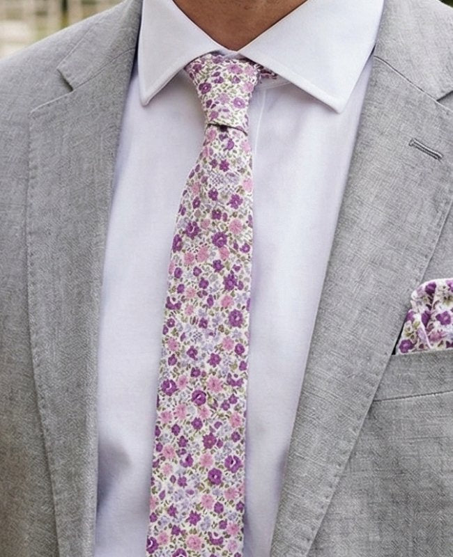 Krawatte Liberty Violett aus Baumwolle «Gaspard»