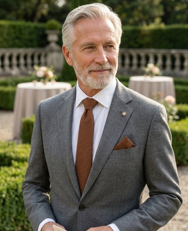 Krawatte Braun n°1 Herren aus Leinen «Basile»