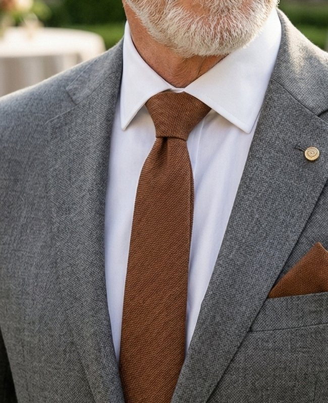 Krawatte Braun n°1 Herren aus Leinen «Basile»