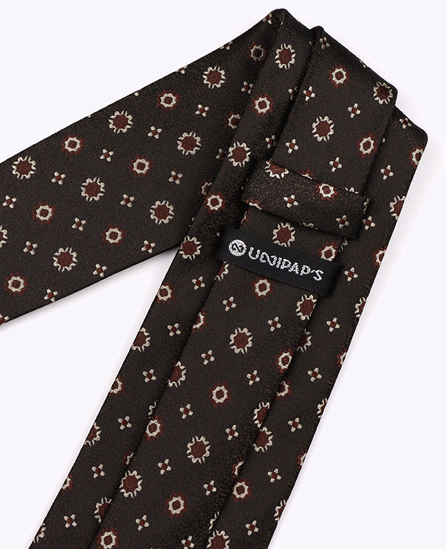 Cravate Marron n°1 à Motifs Homme en Polyester «Edmond»