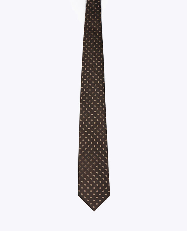 Krawatte Braun Nr. 2 mit Muster Herren Polyester «Edmond»