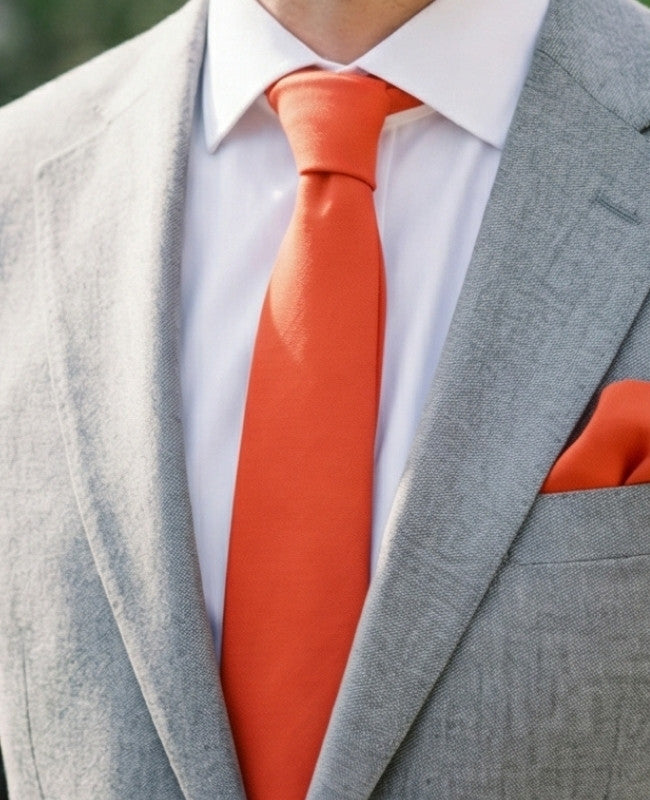 Krawatte Orange n°1 Herren Leinen «Basile»