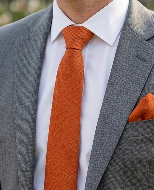 Krawatte Terracotta n°1 Herren Samtoptik «Simon»