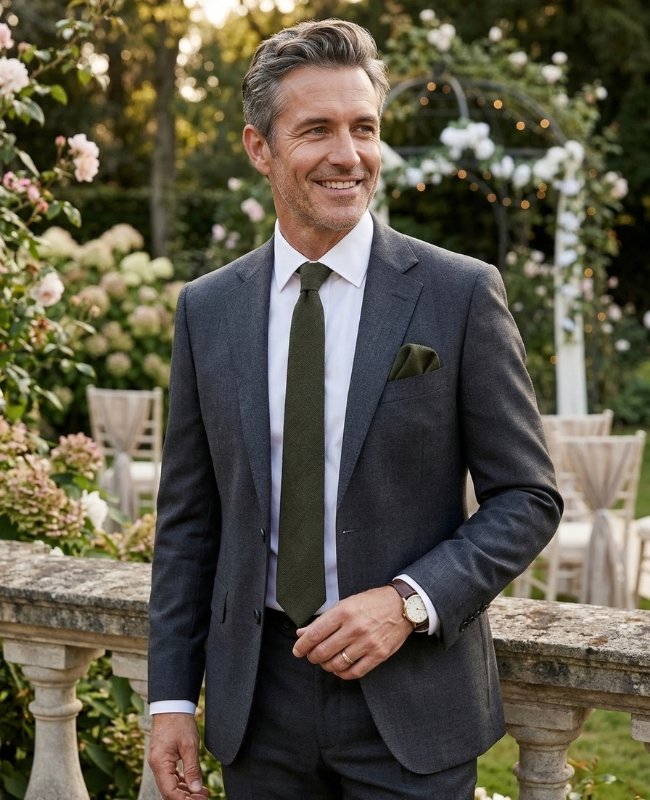 Cravate Vert n°1 Homme en Lin «Basile»