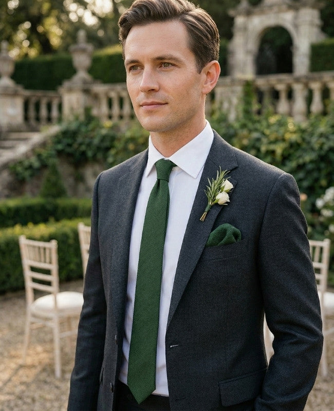 Krawatte Grün n°2 Herren Leinen «Basile»