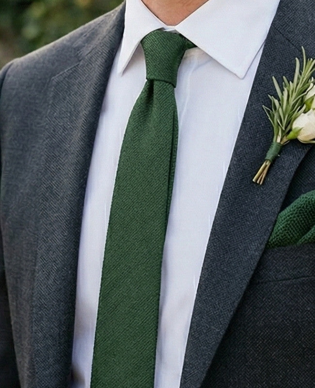 Krawatte Grün n°2 Herren Leinen «Basile»