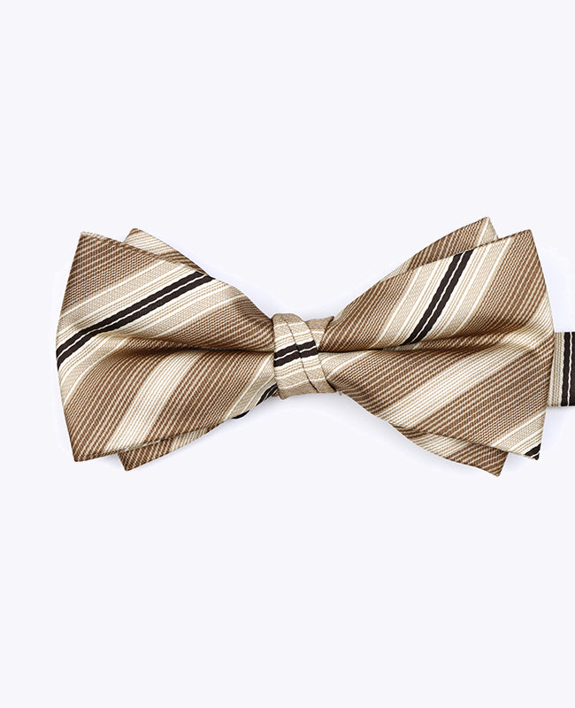 Fliege Beige n°2 Herren gestreift aus Polyester «Edmond»