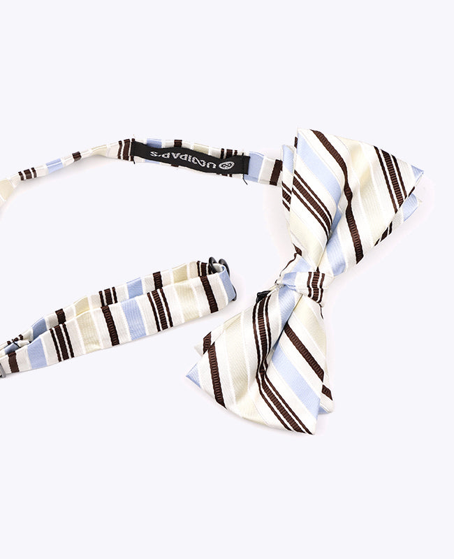 Noeud Papillon Blanc à Rayures Homme en Polyester «Edmond»