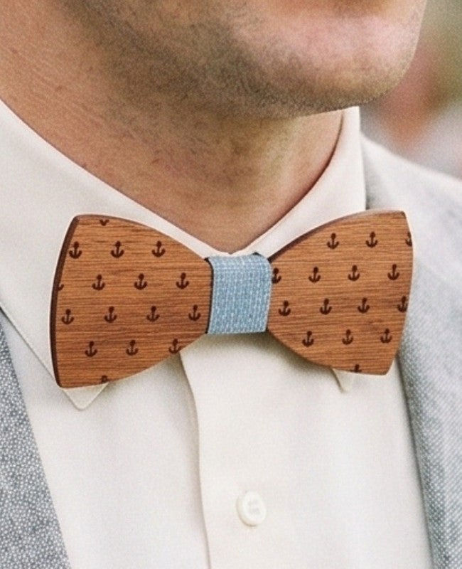 Noeud Papillon Bleu Homme en Bois «Côme»