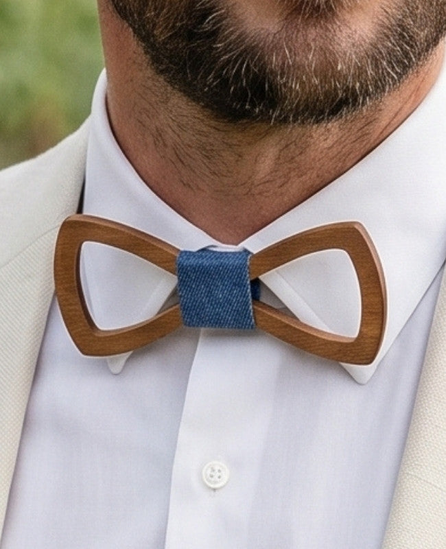 Fliege Blau Herren aus Holz „Émile"