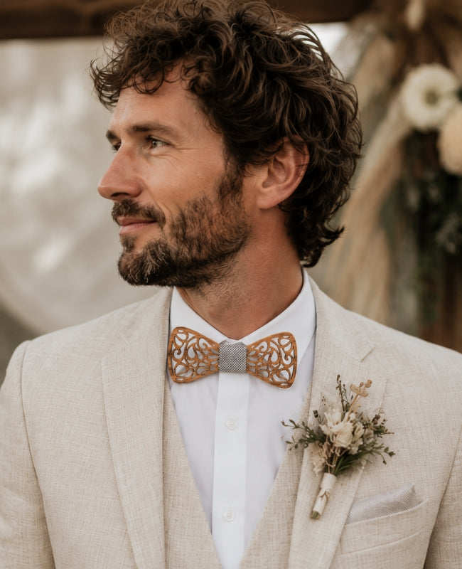 Noeud Papillon Gris Homme en Bois «Hercule»