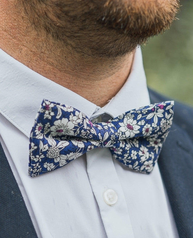 Fliege Liberty Blau n°1 Herren Baumwolle «Clovis»