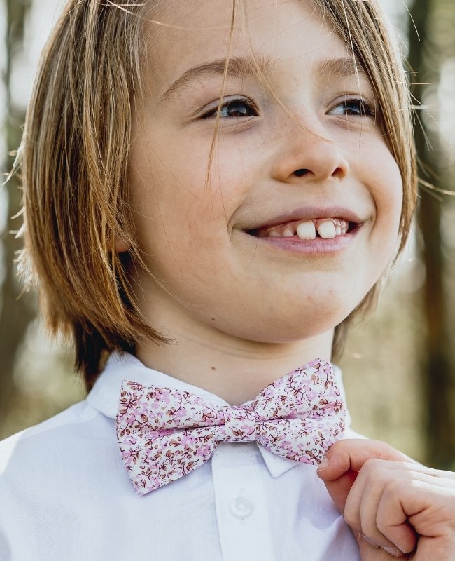 Fliege Liberty Rosa Nr. 4 Kinder aus Baumwolle «Gaspard»