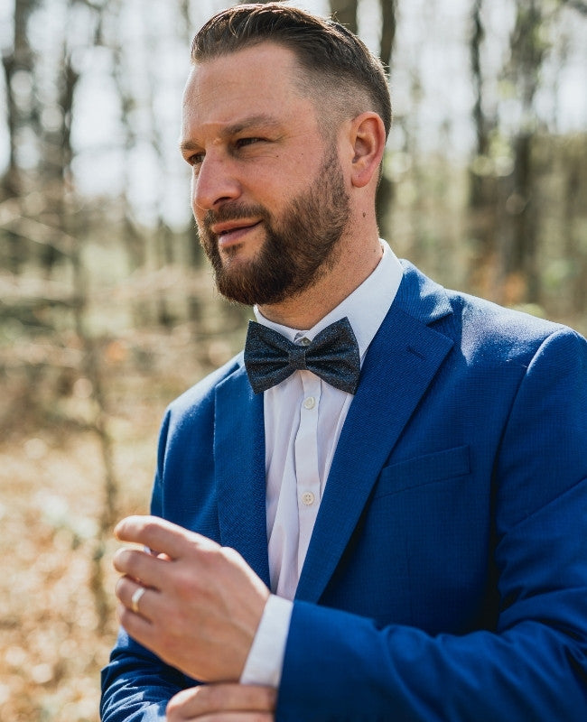 Fliege mit Pailletten Blau Nr. 4 Herren aus Polyester «Olive»