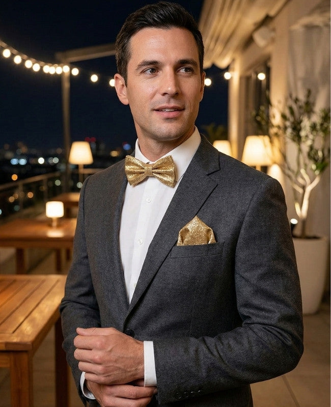 Fliege mit Pailletten Gold Nr. 4 Herren aus Polyester «Olive»
