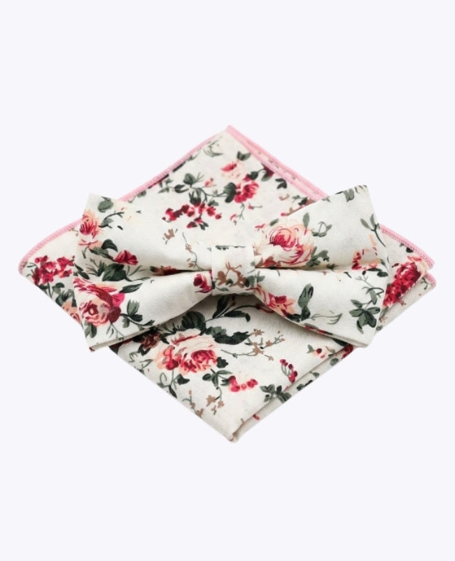 Fliege + Einstecktuch Liberty Weiß Nr.6 Herren aus Baumwolle „Charles"