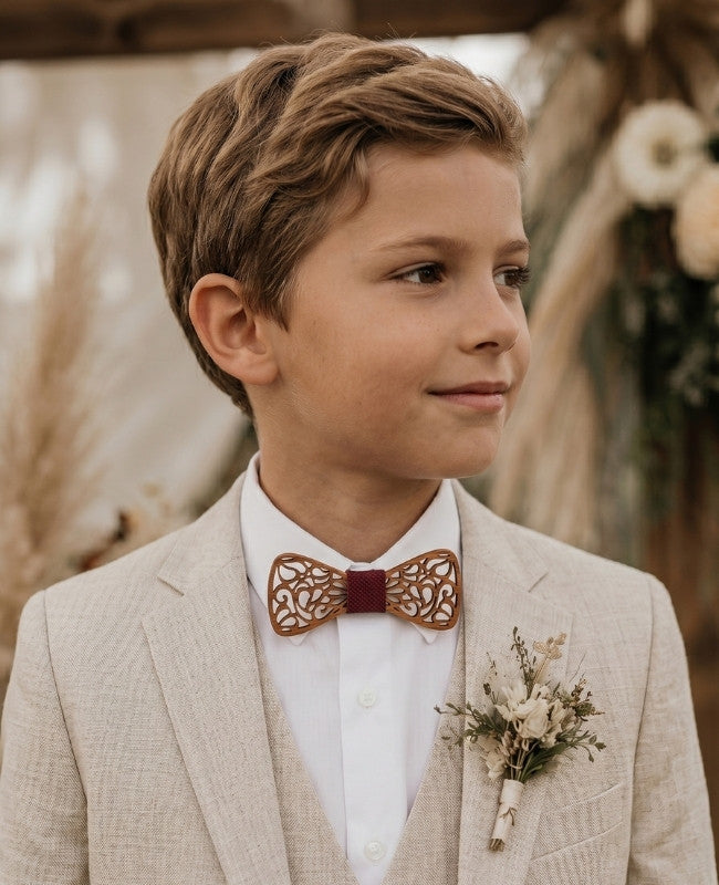 Noeud Papillon Rouge Enfant en Bois «Hercule»