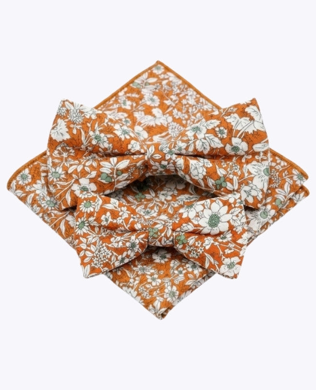 Liberty Orange Fliegen Vater & Sohn + Einstecktuch aus Baumwolle „Clovis"