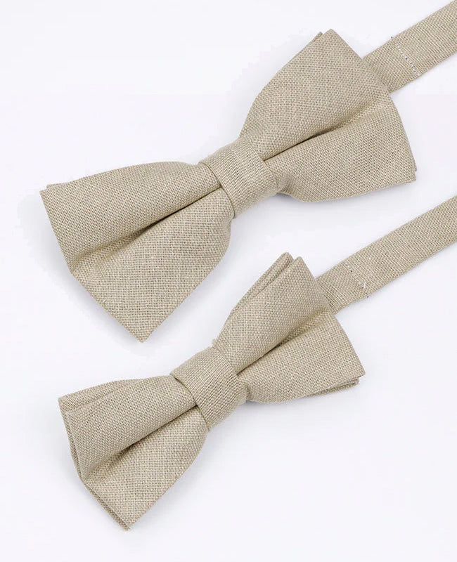 Beige Fliegen Nr. 2 Vater & Sohn aus Leinen «Basile»