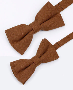 Braune Fliegen Nr. 1 Vater & Sohn aus Leinen «Basile»