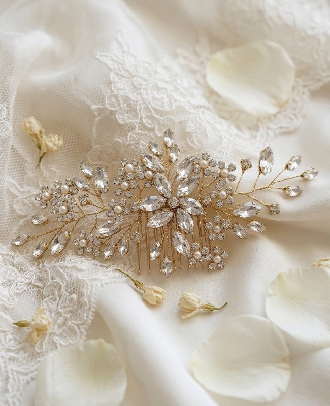 Haarkamm Geblümt Gold n°3 Damen «Élise»