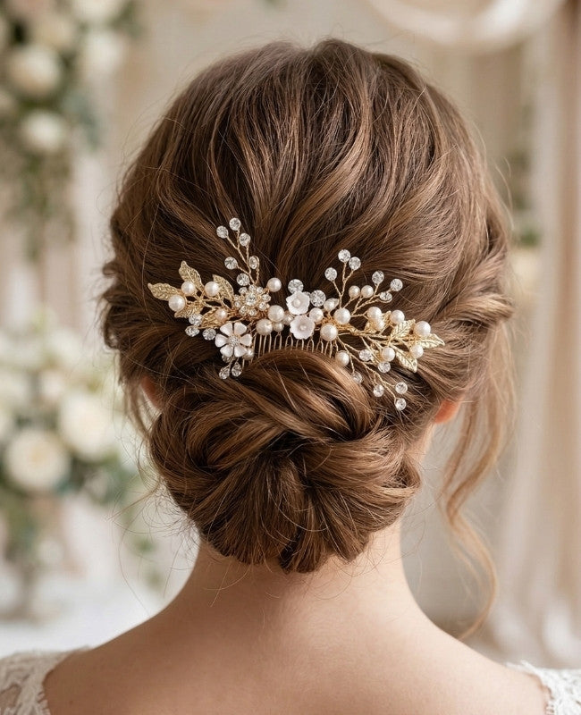 Blumenkamm Goldfarben Nr. 6 Damen «Élise»