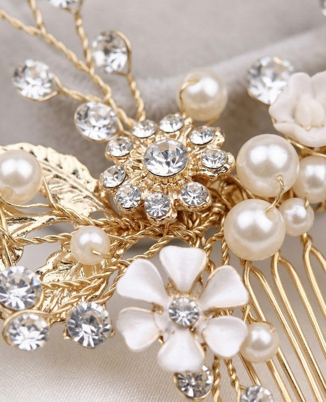 Haarkamm Geblümt Gold n°6 Damen «Élise»