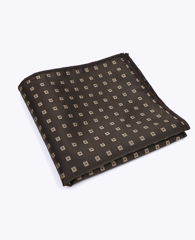 Einstecktuch Braun n°2 mit Muster aus Polyester «Edmond»