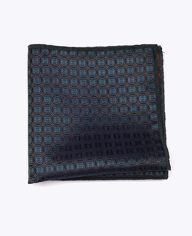 Einstecktuch Blau Nr. 2 mit Muster aus Polyester «Edmond»