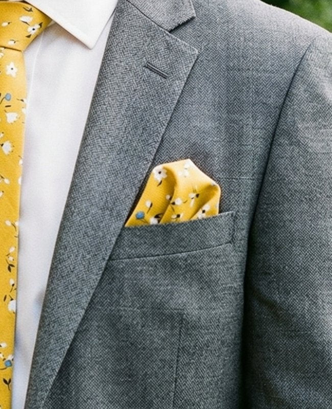 Einstecktuch Liberty Gelb Baumwolle «Gaspard»