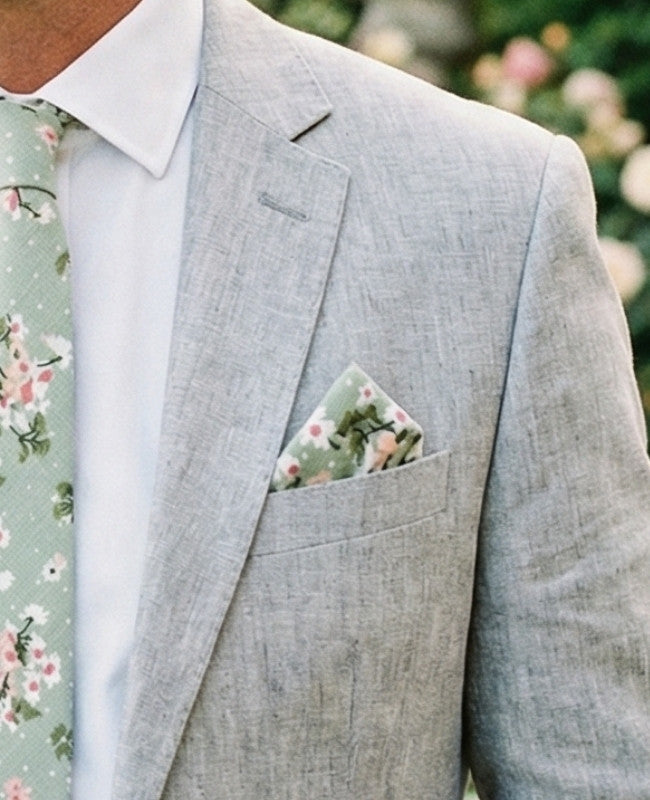 Pochette de Costume Liberty Vert n°3 en Coton «Gaspard»