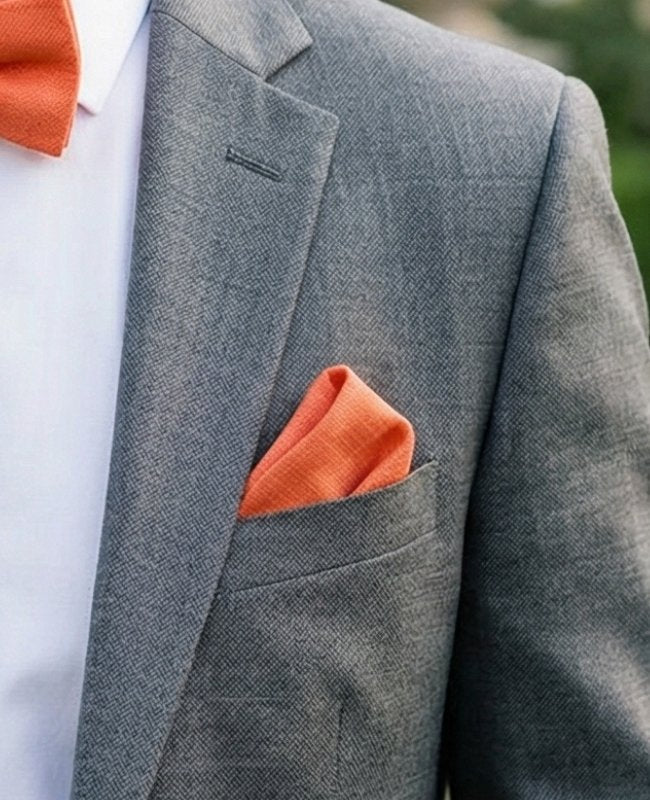 Einstecktuch Orange Nr. 1 aus Leinen «Basile»
