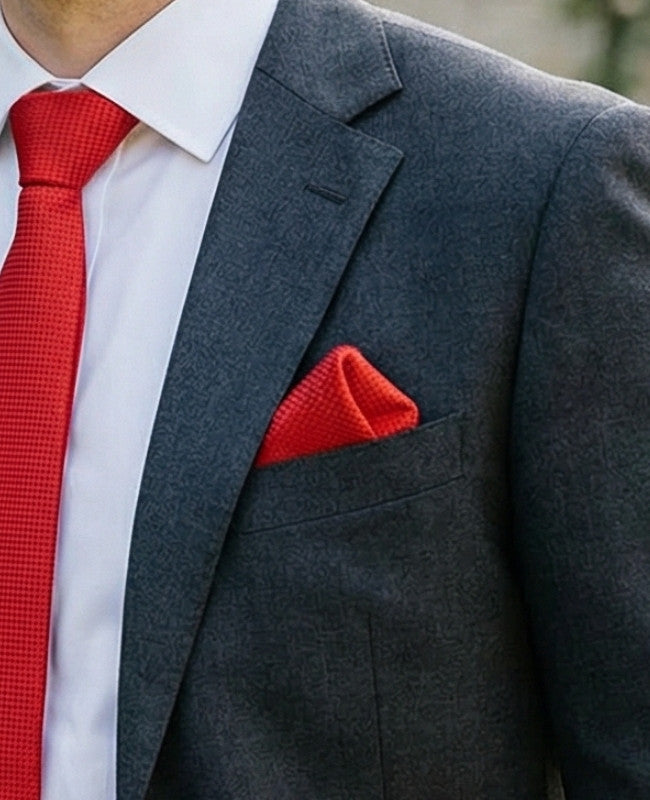 Pochette de Costume Rouge n°2 en Polyester «Martin»