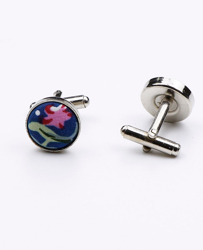 Boutons de Manchette Liberty Bleu n°11 en Coton | Gaspard - Unipap's